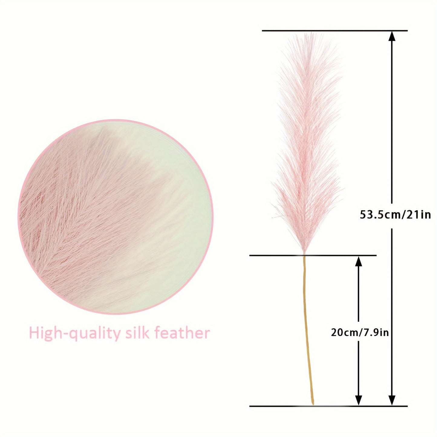 10 pieces of 53.34cm pink faux pampas grass branches for home or wedding decor, no electricity required.