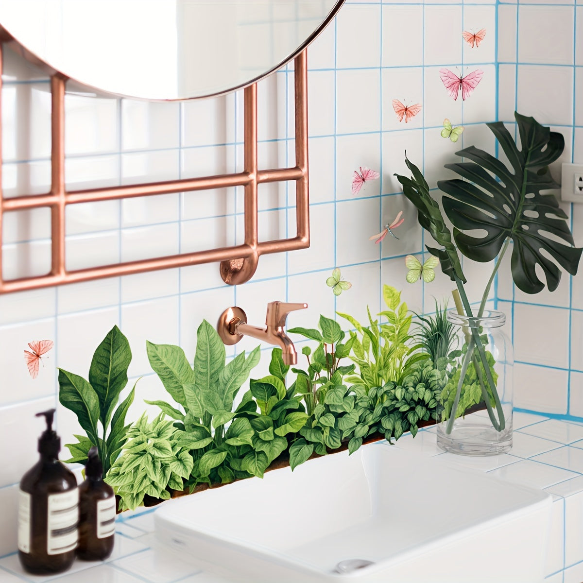 One piece of Butterfly Static Cling Glass Sticker, measuring 15x40cm. Made from reusable PVC material, this window decal is perfect for adding decorative touches to your bathroom or home. It is self-adhesive and double-sided, with a transparent design