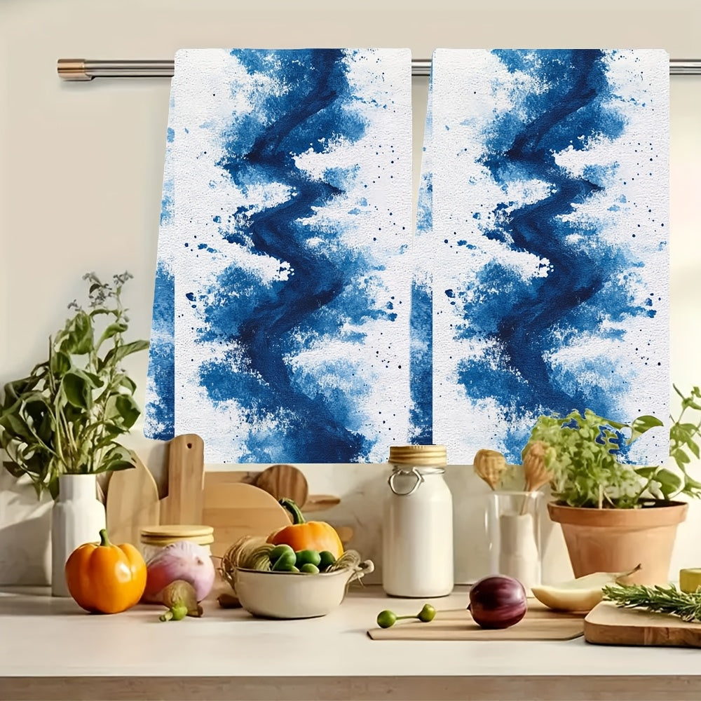 This pair of luxurious kitchen towels showcases a sleek white stencil design of race tracks, adding a unique touch to your holiday decor. Made from ultra-soft materials, these dish and hand towels are highly absorbent and easy to clean in the washing