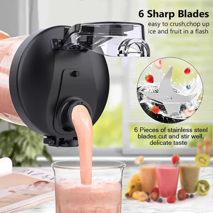 1 portable blender, 20oz capacity, handheld juice mixer, USB rechargeable, 2000mAh battery, non-slip base, push button control, easy to clean, ≤36V, 0.5L capacity.