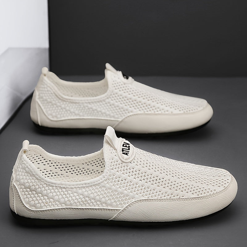 Men's Slip-On Sneakers with Flexible Sole and EVA Insole, Beige