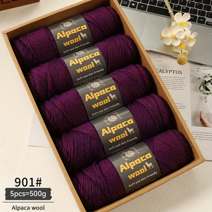 500G Alpaca Wool Yarn, 245 Thick Knitting Needles, Multi-Colored Kit for Autumn and Winter Fashion DIY Projects. Includes Yarn for Sweaters, Cardigans, Scarves, Hats, Gloves, Pants, and