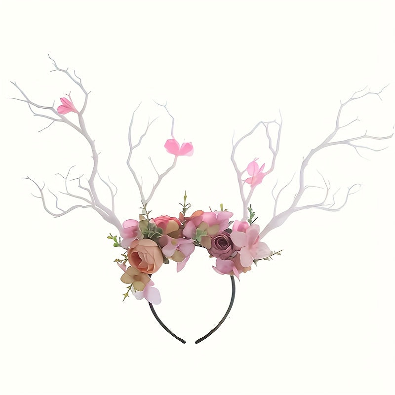 Head Hoop Boho Flower Headwear for Women with Exaggerated Large Branches, Perfect for Dressing Up at Parties and Elf Costumes