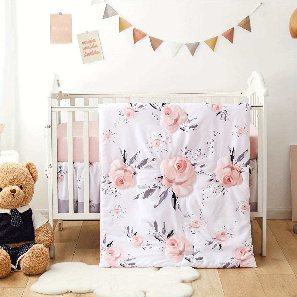 Soft and cuddly baby crib quilt - the ideal nursery bedding throw blanket for both boys and girls - suitable for all seasons!