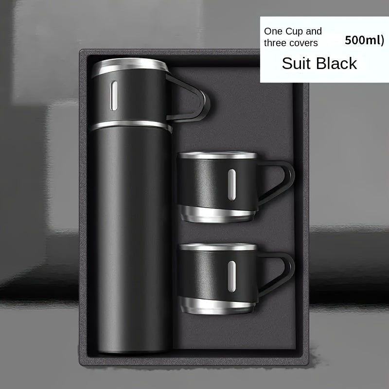 Fashion thermal flask coffee mug thermos that holds 500ml/16.9oz, made of stainless steel with vacuum insulation. Includes mug for hot and cold drinks, suitable for use as a water bottle in