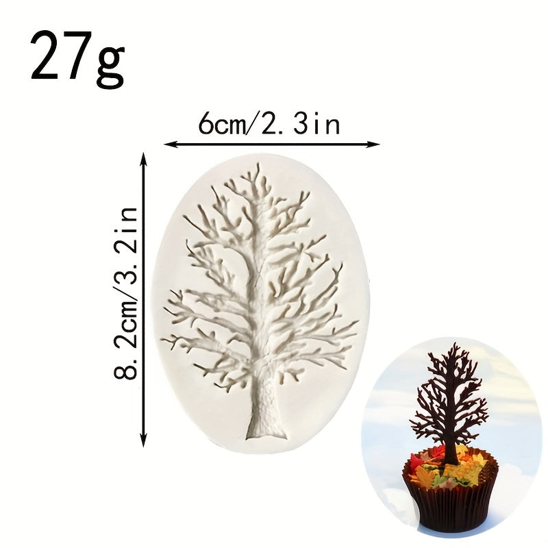 One Set of Tree Chocolate Molds - Silicone 3D Pine Dead Tree Candy Molds, Fondant Molds, Cookie Molds, DIY Cake Decorating Tools, Baking Utensils - Kitchen Accessories and Supplies