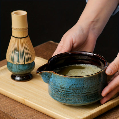 Full Matcha Tea Ceremony Set with Bamboo Whisk, Scoop & Stand - Comes with Authentic Japanese Matcha Bowl for Home or Restaurant Use, Brush, Baking, 3pcs/4pcs