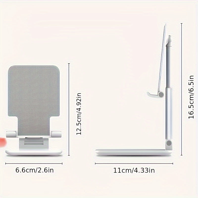 Adjustable desktop mobile phone holder stand for various devices.