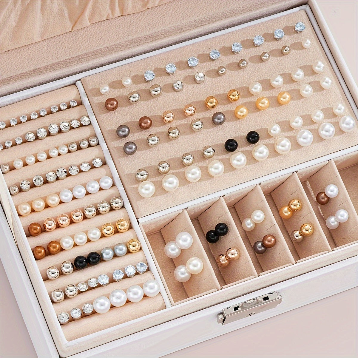 Elegant 91/114-piece Jewelry Collection for Women - Stylish & Minimalist Design featuring Faux Pearls and Rhinestone Details - Set includes Earrings, Rings, Necklaces, and Bracelets - Ideal for Everyday Wear, Special Events, and Celebrations - Packaging