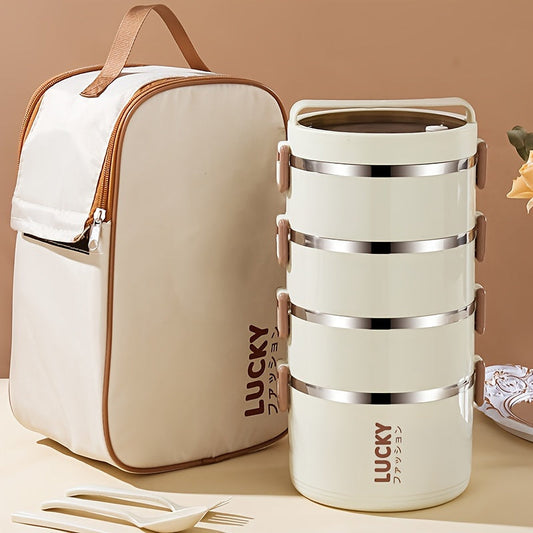 Get ready for back to school with this stainless steel lunch box set! The large capacity lunch box comes with a convenient lunch bag and cutlery. It is portable, reusable, and insulated to keep your food fresh. Perfect for schools, camping, and the