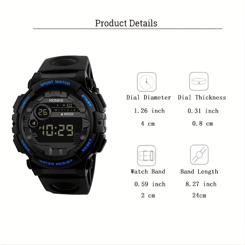 Ideal choice for gifts, this large dial cool fashion youth outdoor leisure sports luminous waterproof electronic watch is perfect for any occasion.