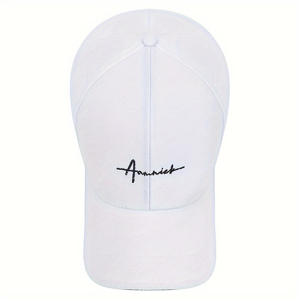 Letter embroidery baseball cap for men and women, adjustable dad hat, solid color, lightweight and hip-hop style.