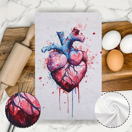 Get a pair of ultra-soft kitchen towels with a Valentine's Day design, perfect for holiday decoration. These towels are highly absorbent, machine washable, and measure 40.64X60.96 cm.