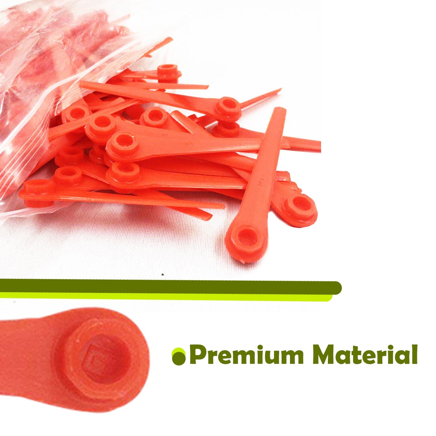 Lawn Trimmers - 100 Strong Red Plastic Blades for Precision Cutting, Reliable Gardening Tool with Measurement Markings, Grass Trimmer Accessories