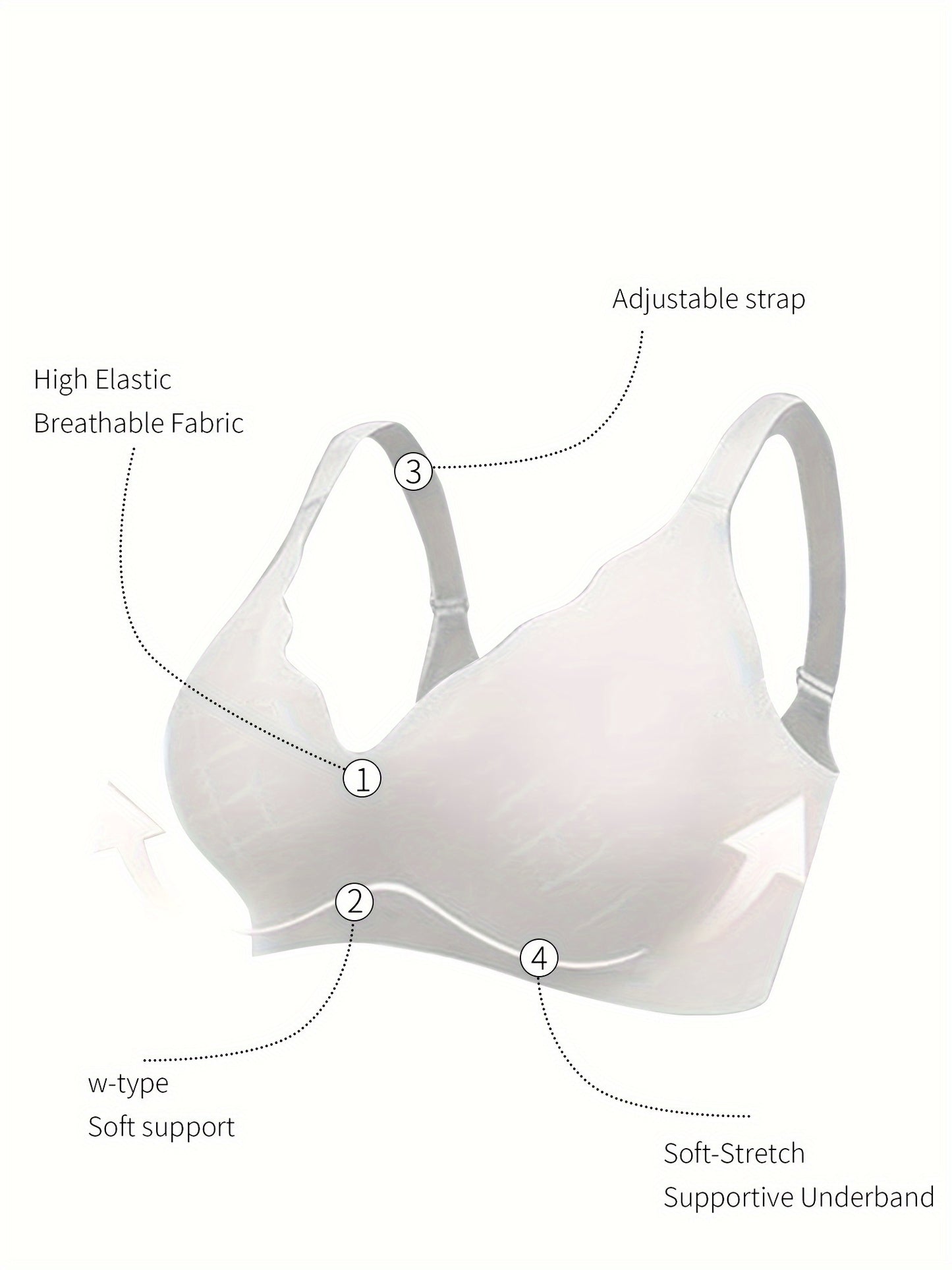 Seamless wireless push-up bra with deep V-neck and scalloped design for comfortable support