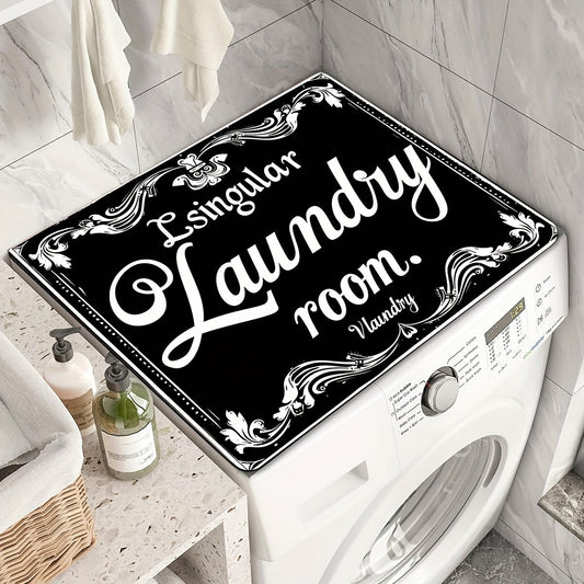 Protect your appliances with style using this Vintage Letter Laundry Room Print Washing Machine Dust Cover. This cover is suitable for washers, dryers, refrigerators, coffee tables, and more. Made of polyester, it provides a protective top cover that is