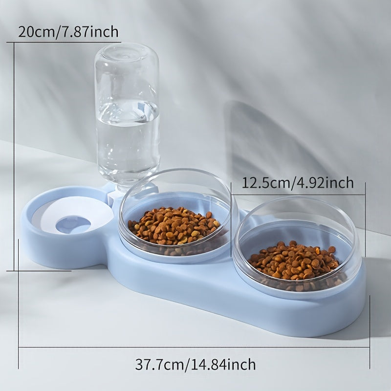 Dog basin with three antitip snail bowls for food and water, suitable for cats.