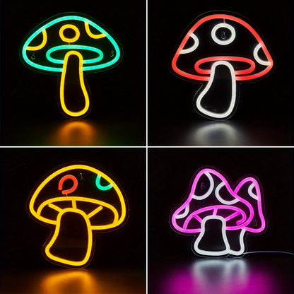 USB powered mushroom-shaped LED neon sign, great for bedroom decor, parties, weddings, and holidays.