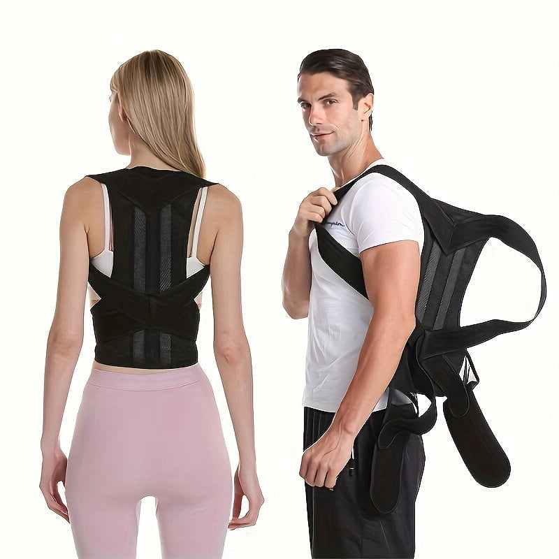 Improve posture with adjustable brace; size up for best fit.