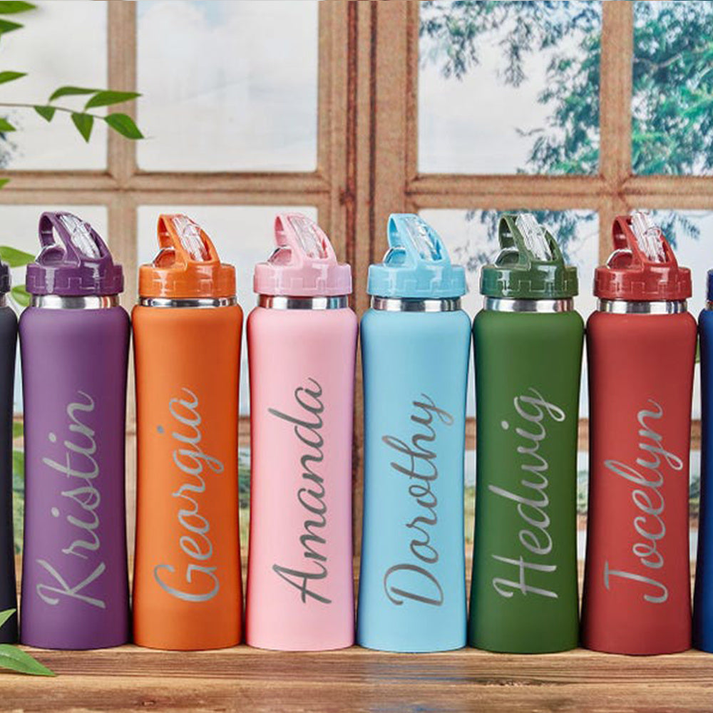 Customized stainless steel water bottle ideal for gym, biking, and outdoor activities. Perfect gift for men, women, dad, and mom. Great for Christmas or birthdays.