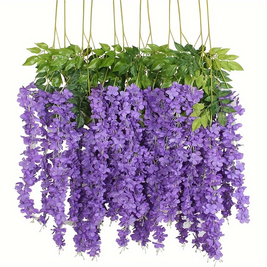 12-piece Wisteria artificial flower vine garland for wedding, party, garden, office, or outdoor decoration.