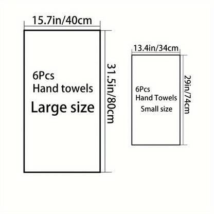 6-piece Bamboo Fiber Hand Towel Set (13.4*29in/34*74cm) 420GSM, Solid Color, Soft and Cool, Suitable for Bathroom, Fitness, Hotel, and Outdoor Activities. Multiple colors available.