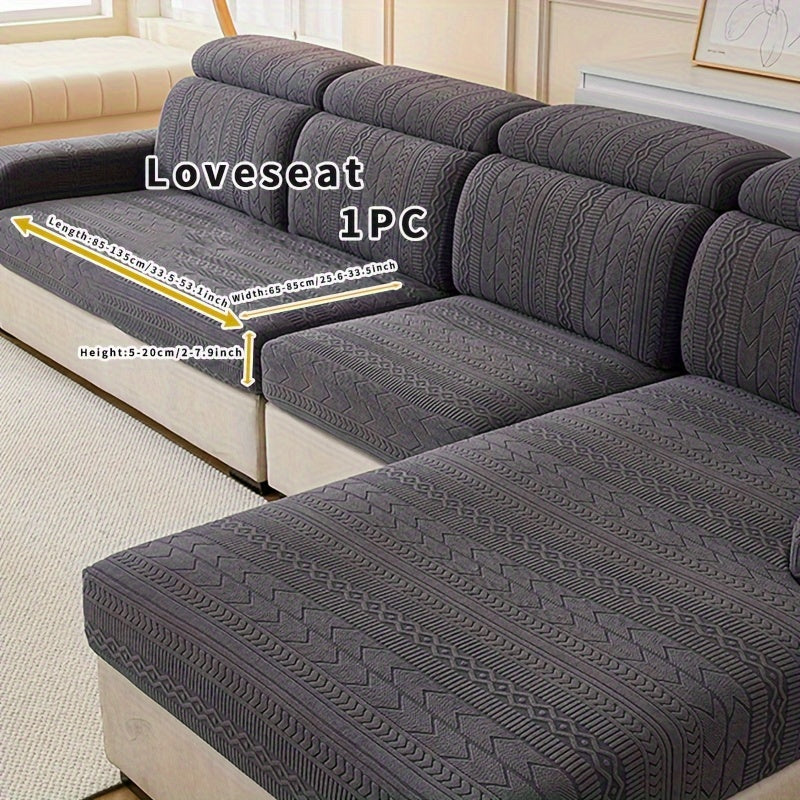 Bohemian style dark gray stripes sofa cover for all seasons, with elastic for home protection.