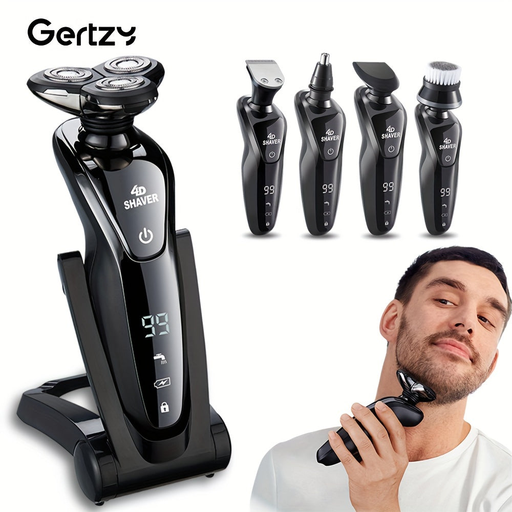 GERTZY Electric 6-In-1 Men's Shaver, Rechargeable Rotary Shaver, Ideal Father's Day Gift for Men.