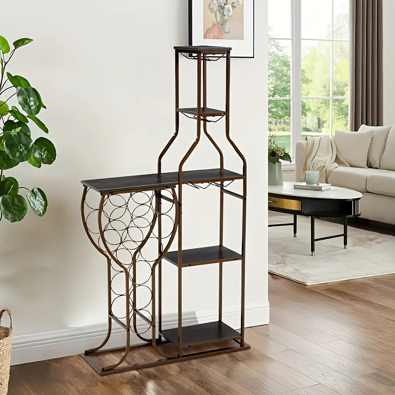 1pc independent drunk driving, can be installed on a steel structure in a fixed position. Includes an 11-bottle wine bread rack, 5-tier freestanding wine rack with glass holder, home bar