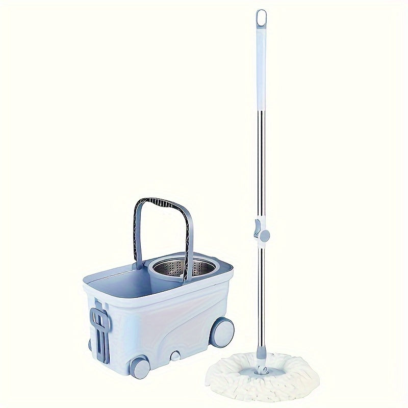 The pack includes two spin mops and buckets, each equipped with a 4-wheel wringer for effective floor cleaning. Perfect for household use, this set also comes with a rotating mop for effortless dust removal. It is suitable for both dry and wet cleaning