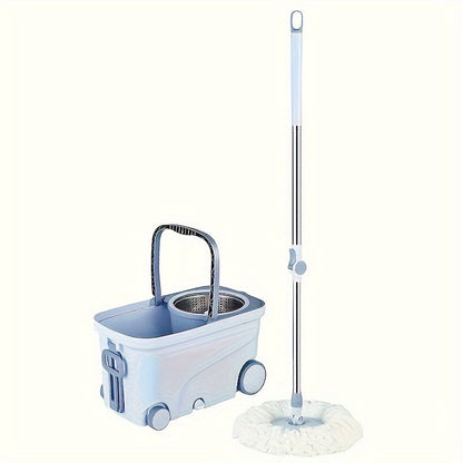 The pack includes two spin mops and buckets, each equipped with a 4-wheel wringer for effective floor cleaning. Perfect for household use, this set also comes with a rotating mop for effortless dust removal. It is suitable for both dry and wet cleaning