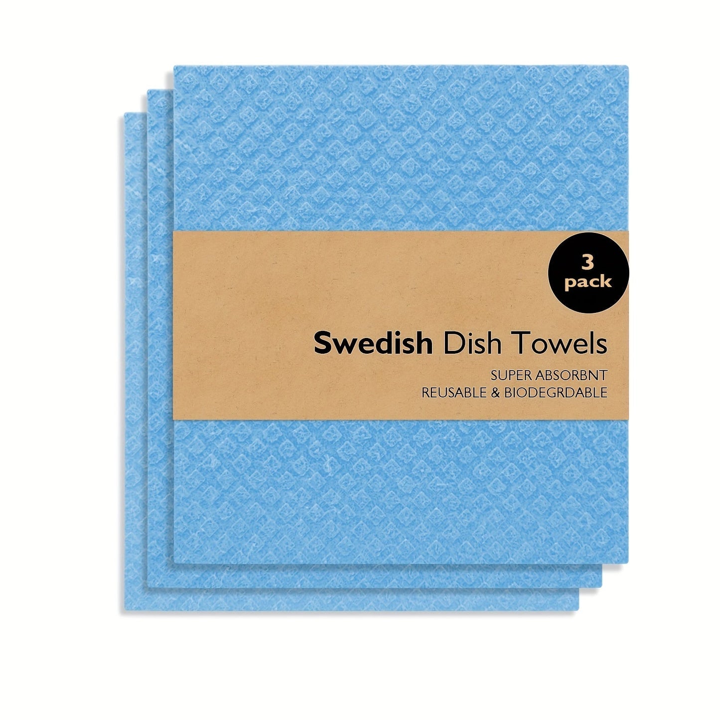 Swedish Dishcloths for the Kitchen - Set of 3 or 10PCS. These reusable and compostable kitchen cloths are made in Sweden from cellulose sponge material. Perfect for washing dishes, these Swedish dishcloths can also be used as reusable paper towels that