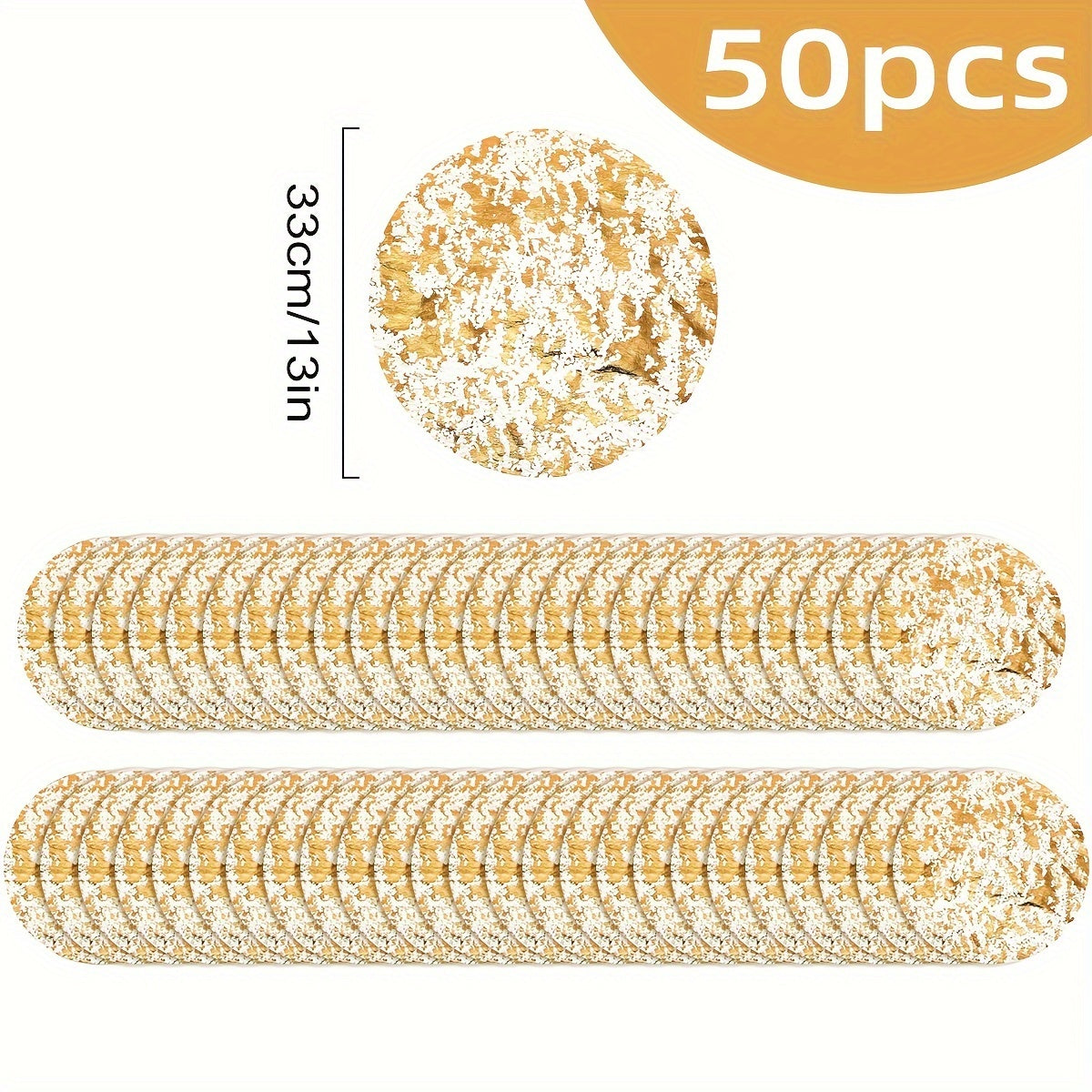 Luxurious Golden Foil Mesh Design Disposable Placemats - Elegant 33.02cm Round Set for Formal Dining, Weddings, Birthdays, and More - Easy Cleanup, Perfect for Any Occasion