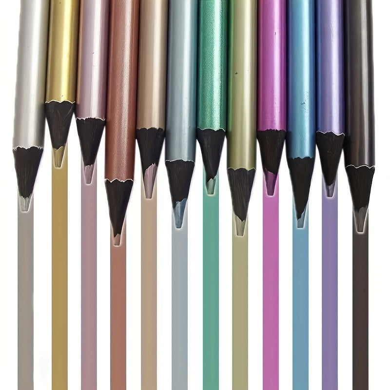 12-piece metal color pencil set for adult painting and coloring books.