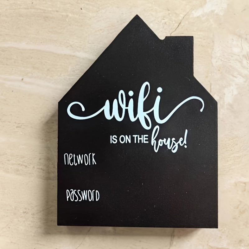 Stylish Wooden Sign with Wifi Password - Reusable Blackboard Style, Great for Home Decor during Halloween & Christmas