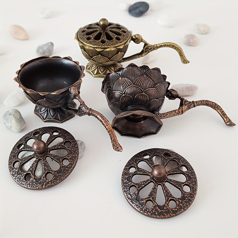 Small handheld Lotus Incense Burner for household decoration.