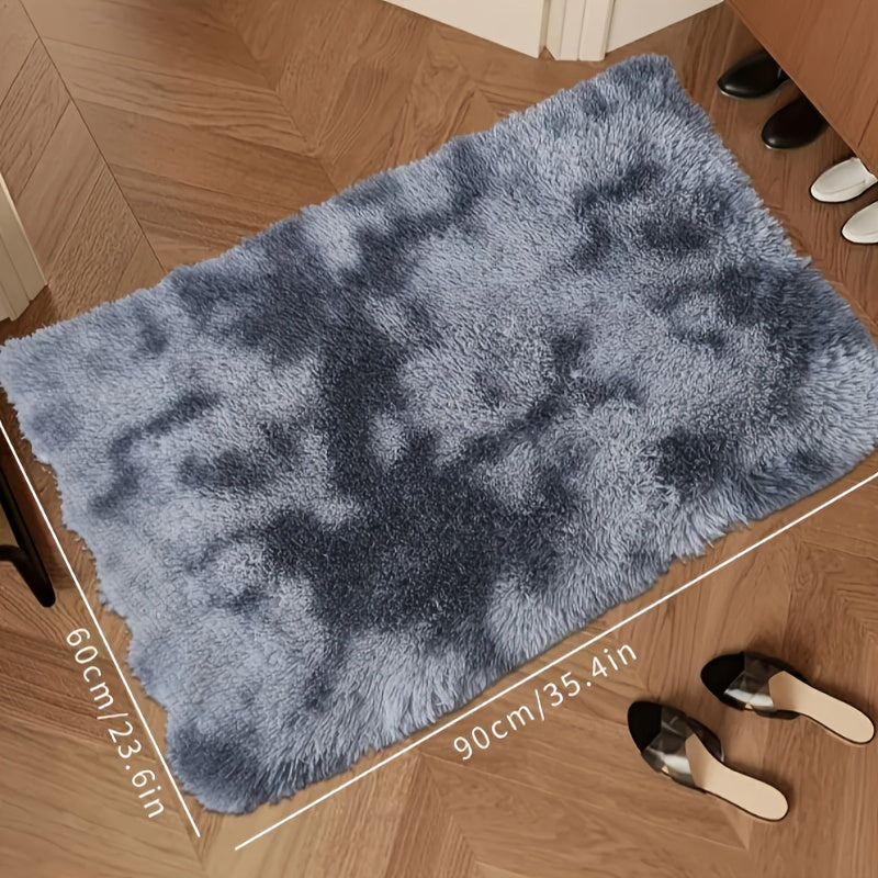 Cozy Shaggy Tie-Dye Rug for Bedroom & Living Room - Non-Slip, Hand-Washable Floor Mat made of Soft Polyester, Ideal for Home Decor