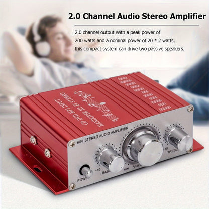 400W Mini Amplifier - HiFi Stereo Sound, Dual Channel, RCA Inputs for Home Theater, Car, PC, TV & Phone - USB Powered (Adapter Not Included)