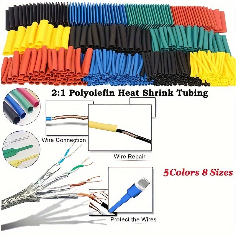 328pcs Heat Shrink Tube with 300W Hot Air Gun, ideal for DIY projects and wire protection. EU plug included.