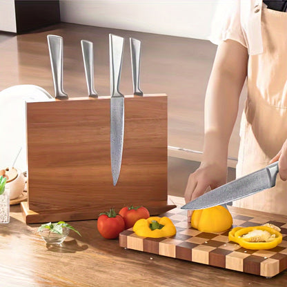 Thickened and Enlarged Acacia Wood Double-Sided Magnetic Knife Holder for Kitchen Knives and Scissors, Non-Food Contact Log Organizer, Perfect for Holiday Gifting.