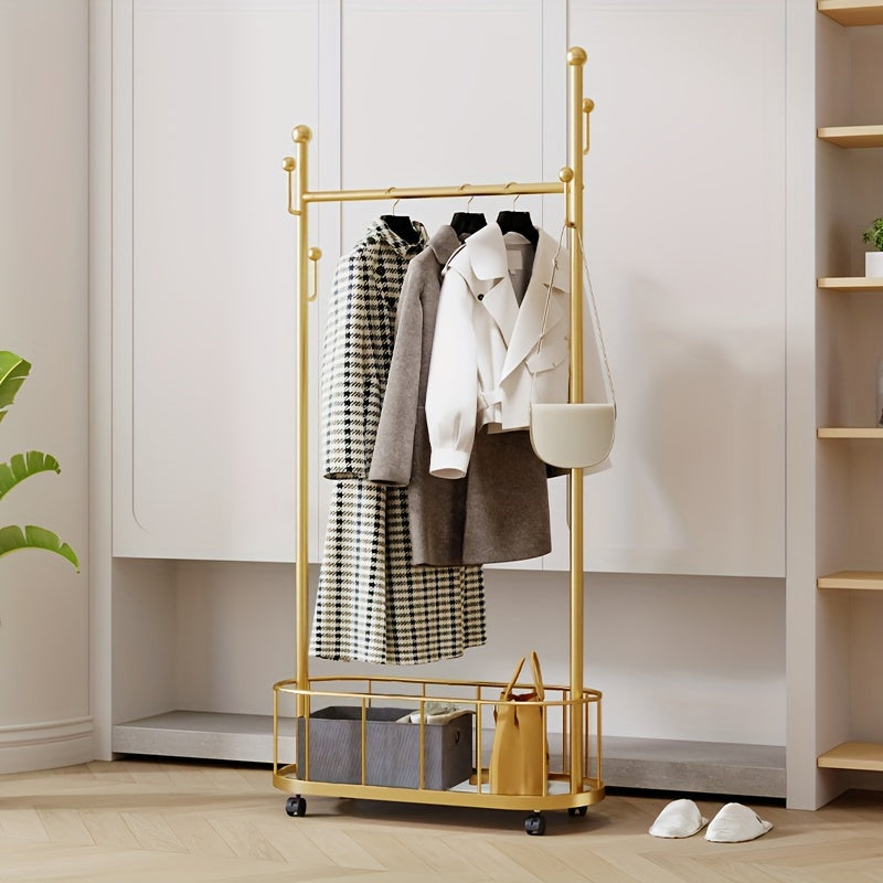 Clothes Hanger Floor Stand with Wheels - Movable Hanging Clothes Rack - Household Drying Rack - Nordic Light Luxury Cactus Storage Wardrobe Stand