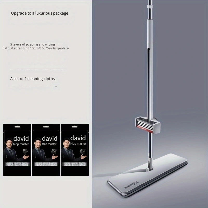 New for 2024: Stainless Steel Large Flat Mop with Hands-Free Washing Feature for Effortless Cleaning in Bedroom, Bathroom, Kitchen, and Living Room