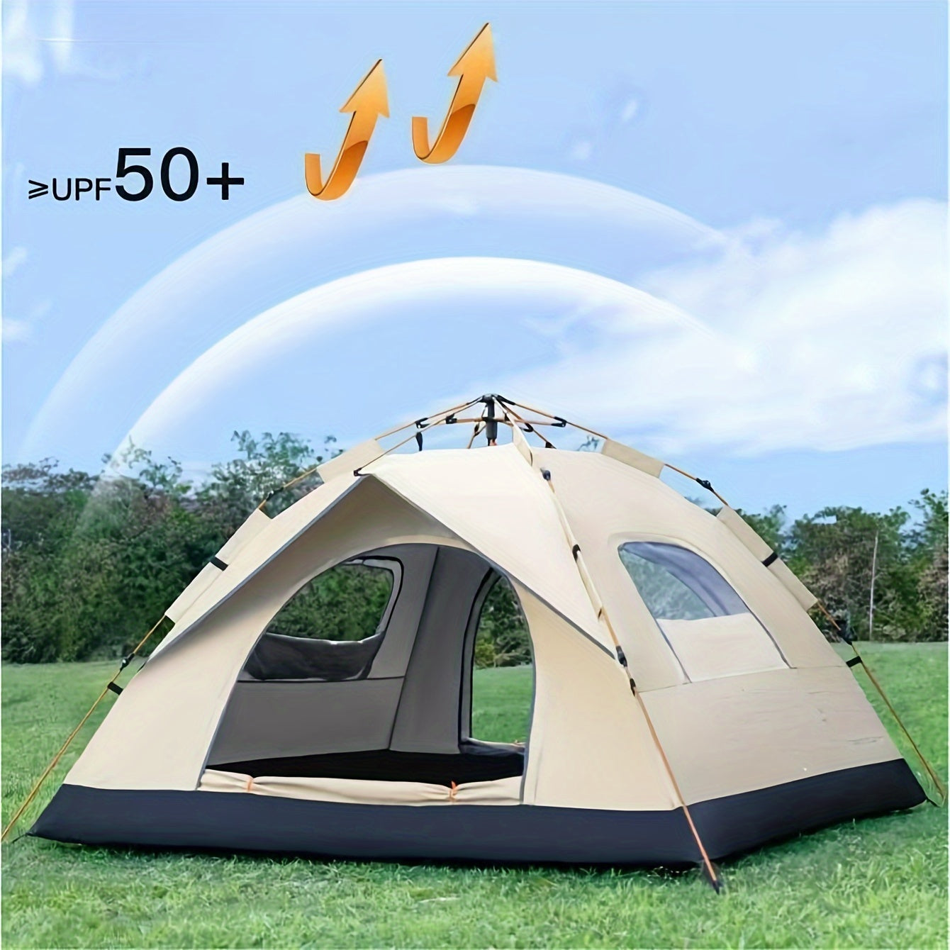 Automatic quick-opening tent for outdoor self-driving travel and camping, suitable for 2-3/3-4 people. It is rainproof, sunshine-proof, and can be used as a beach shelter or for fishing and