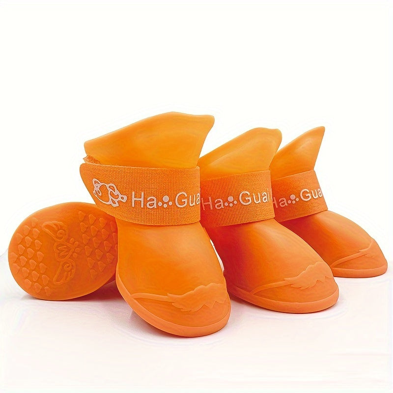 Waterproof Non-Slip Dog Rain Boots for Small to Medium Breeds with Soft Sole PVC Material and Adjustable Closure.