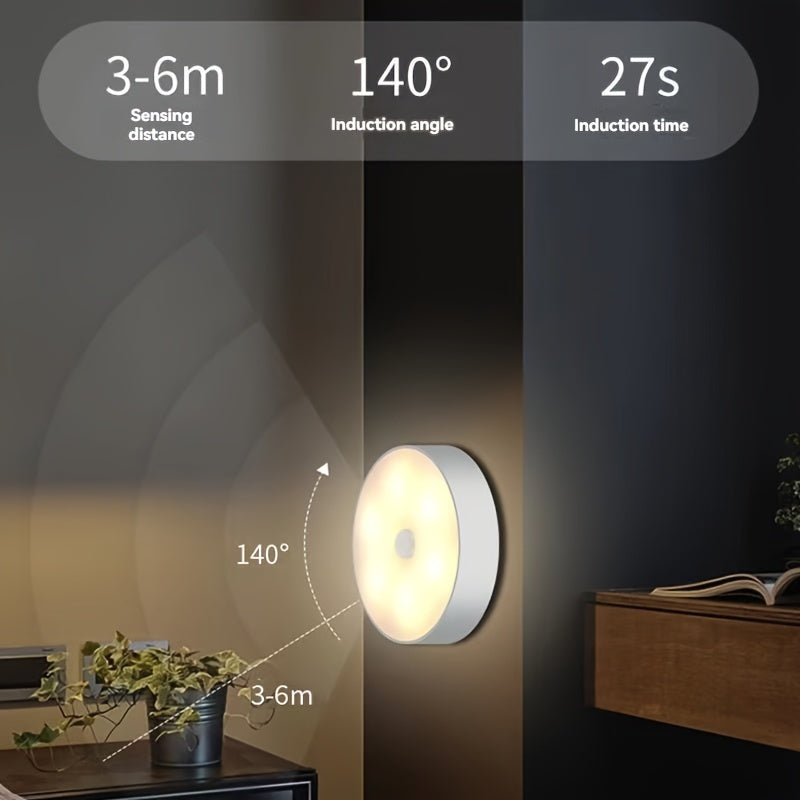 Space-themed LED night light with magnetic induction, adjustable freestanding or wall-mounted design, USB rechargeable, energy-efficient, infrared sensor, and lithium battery for wireless sleep lighting.