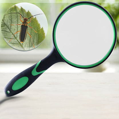 1pc Portable handheld uncharged 30X magnifying glass available in sizes 50mm, 65mm, 75mm, and 100mm for reading books, maps, science education, and for use by the elderly and youngsters.