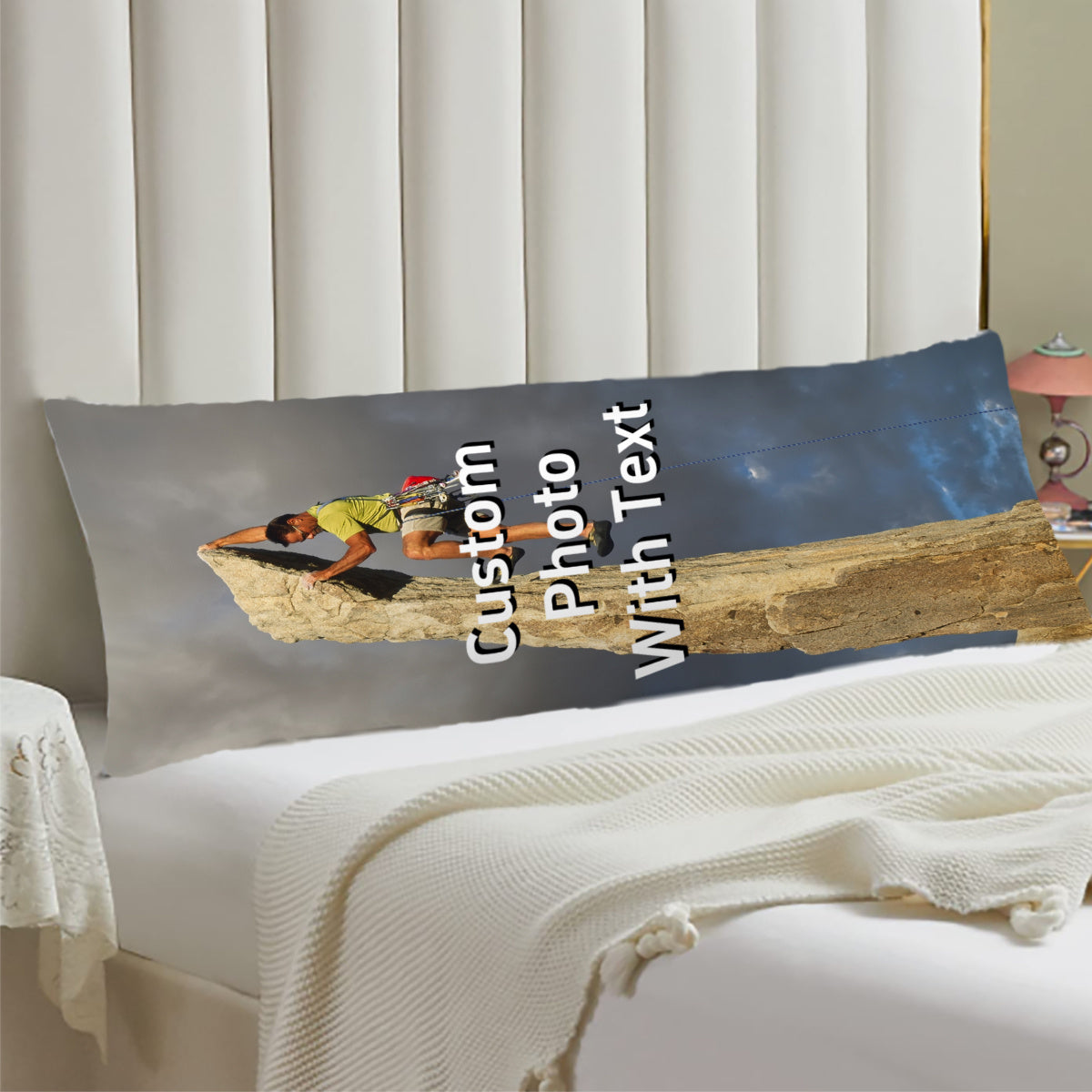 Customized Body Pillowcase with Photo or Text - Long, Double-sided Printing, Short Plush Cover - Perfect Christmas Gift - 50.8 × 137.16 cm - Pillow Core Not Included