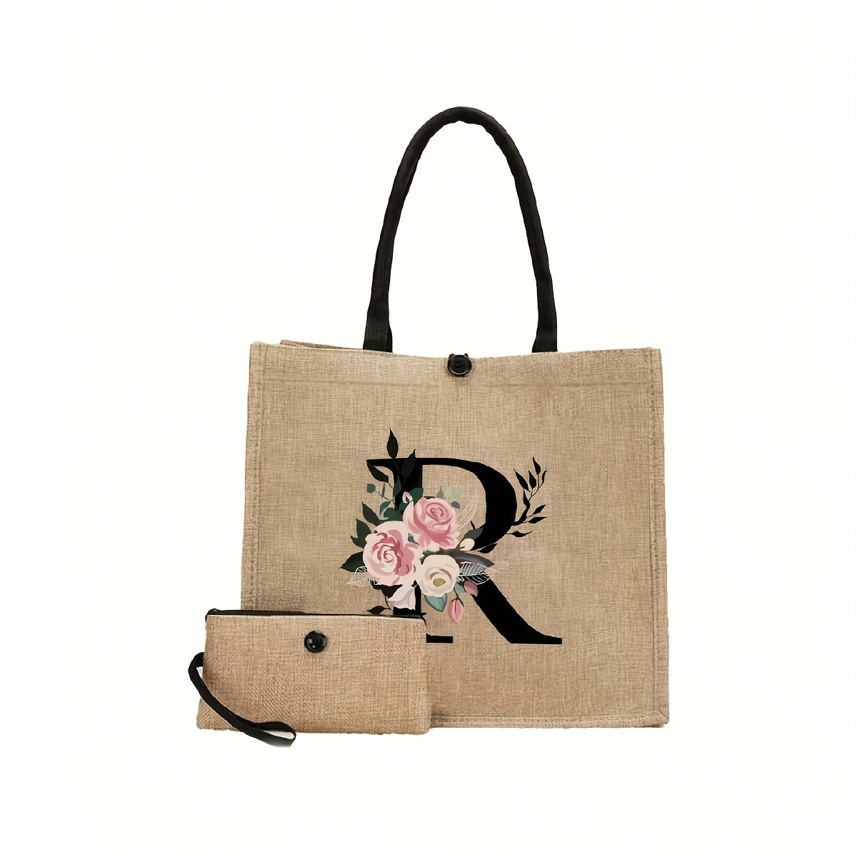 New design linen handbag with large capacity for multiple uses: travel makeup, teacher tote, shopping bag. Perfect gift for women and teachers. Ideal choice for casual storage and shopping.