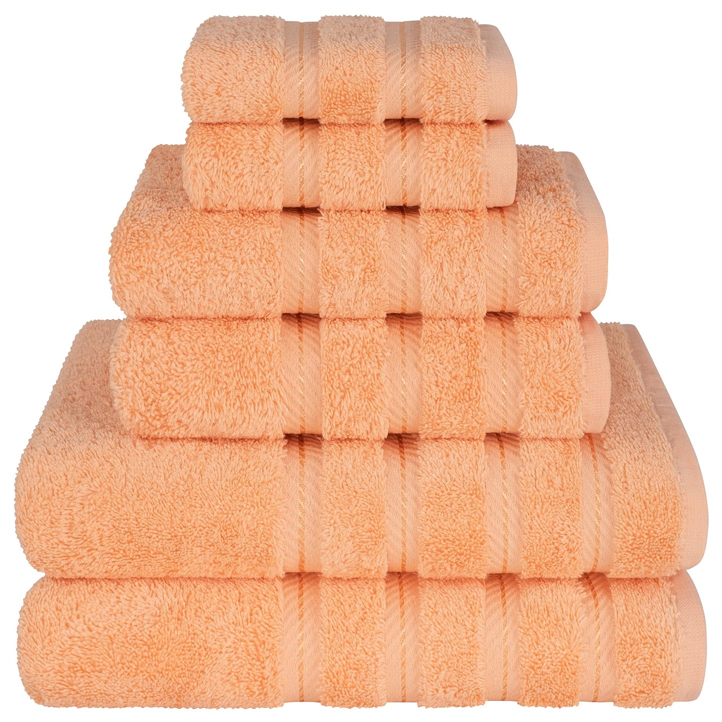 6-piece soft towel set includes 2 bath towels, 2 hand towels, and 2 washcloths in solid color cotton for bathroom, hotel, home, and travel.