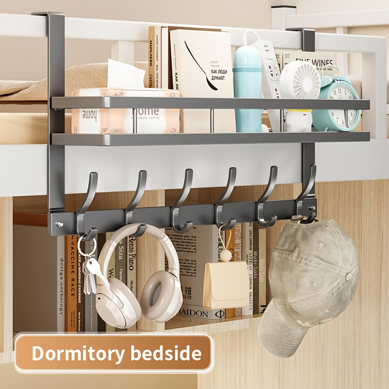 Convenient over-the-door storage rack with multifunctional metal hooks for bedroom, bathroom, and kitchen organization.